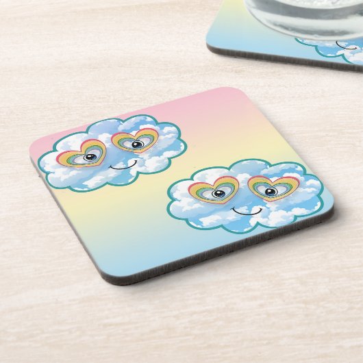 Cute Smiling Cloud Hard plastic coaster コースター (左側)