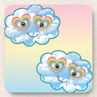 Cute Smiling Cloud Hard plastic coaster コースター