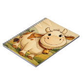 Cute Smiling Cow Rustic Farm Illustration ノートブック (左側)