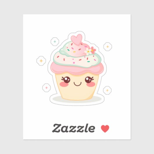 Cute Smiling Cupcake シール (シート)