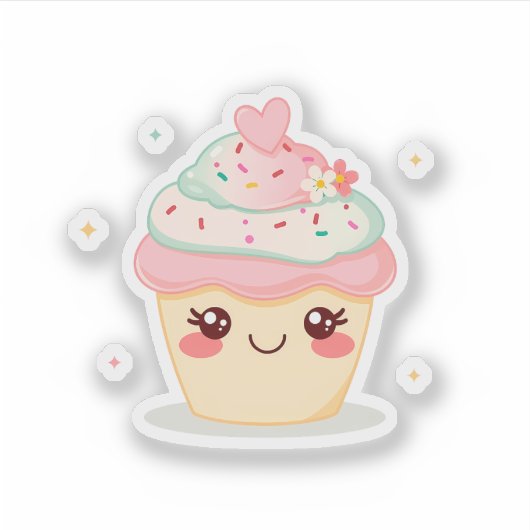 Cute Smiling Cupcake シール (正面)