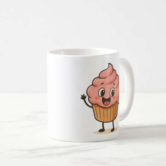 Cute Smiling Cupcake Mug コーヒーマグカップ (正面右)