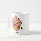 Cute Smiling Cupcake Mug  コーヒーマグカップ (正面左)