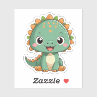Cute Smiling Dinosaur Illustration Vinyl Sticker シール
