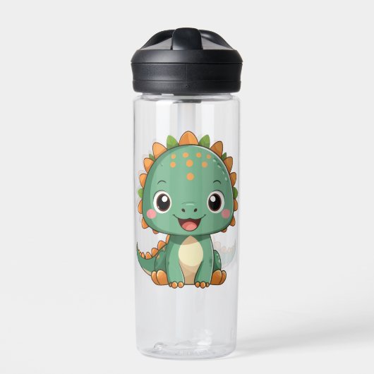 Cute Smiling Dinosaur Kids Water Bottle ウォーターボトル (正面)
