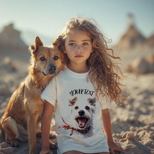 Cute Smiling Dog Kids T-Shirt, Custom Name Tシャツ