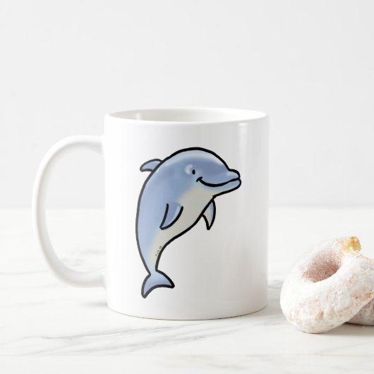 Cute Smiling Dolphin コーヒーマグカップ (ドーナツ)
