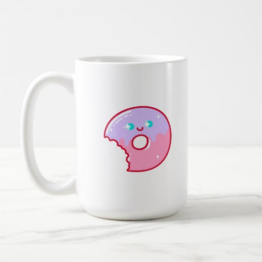 Cute Smiling Donut コーヒーマグカップ (左)