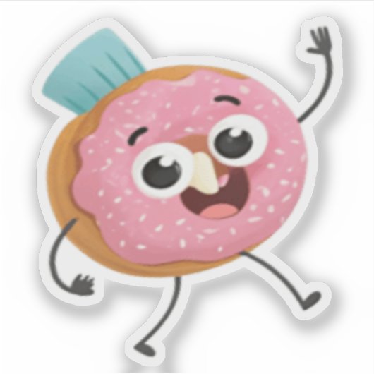 Cute Smiling Donut Vinyl Sticker | Funny 3D Food  シール (正面)