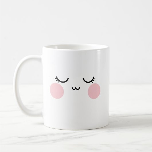 Cute Smiling Face Mug  Modern Aesthetic コーヒーマグカップ (左)