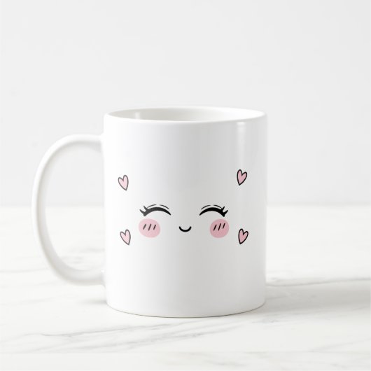 Cute Smiling Face Mug Soft Heart Aesthetic コーヒーマグカップ (左)