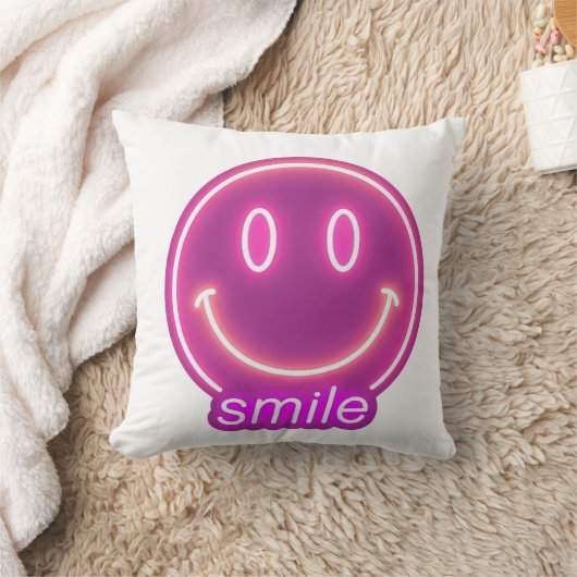 Cute Smiling Face Pillow – Cheerful Home Decor” クッション (ブランケット)