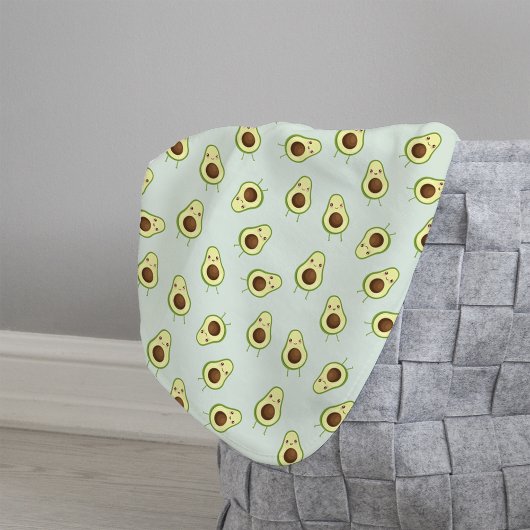 Cute Smiling Kawaii Avocado Pattern シェルパブランケット