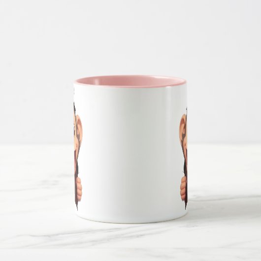 Cute Smiling Monkey Coffee Mug – Adorable Animal  マグカップ (中央)