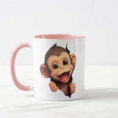 Cute Smiling Monkey Coffee Mug – Adorable Animal  マグカップ (左)