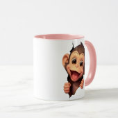 Cute Smiling Monkey Coffee Mug – Adorable Animal  マグカップ (正面右)
