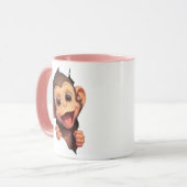 Cute Smiling Monkey Coffee Mug – Adorable Animal  マグカップ (正面左)