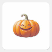Cute Smiling Pumpkin – Fun Fall Character スクエアシール (正面)