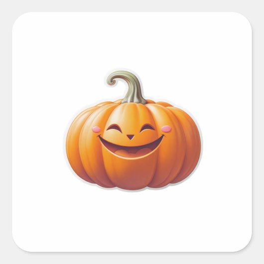 Cute Smiling Pumpkin – Fun Fall Character スクエアシール (正面)