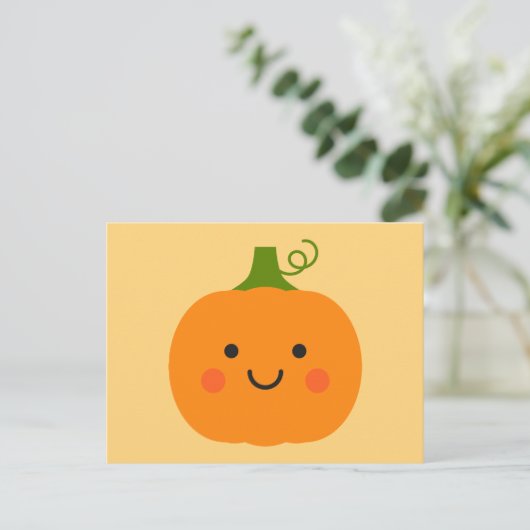 Cute smiling pumpkin illustration ポストカード (スタンド正面)