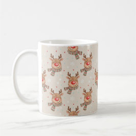 Cute Smiling Reindeer Christmas Pattern コーヒーマグカップ