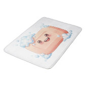 Cute Smiling Soap Bar with Bubbles バスマット (アングル)