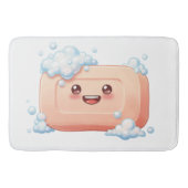 Cute Smiling Soap Bar with Bubbles バスマット (正面)