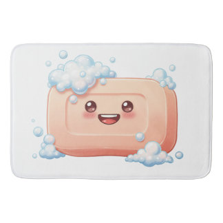Cute Smiling Soap Bar with Bubbles バスマット