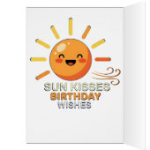 Cute Smiling Sun Birthday Greeting Card - Sun Kiss (内側 (左))