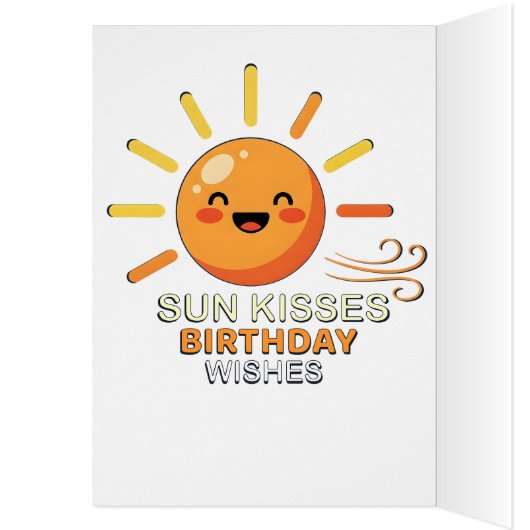 Cute Smiling Sun Birthday Greeting Card - Sun Kiss (内側 (左))