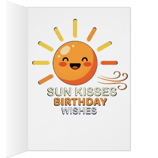 Cute Smiling Sun Birthday Greeting Card - Sun Kiss (内側 (右))