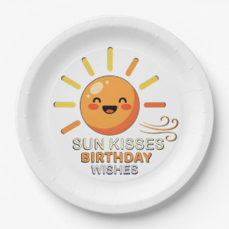 Cute Smiling Sun Birthday Party Paper Plates ペーパープレート