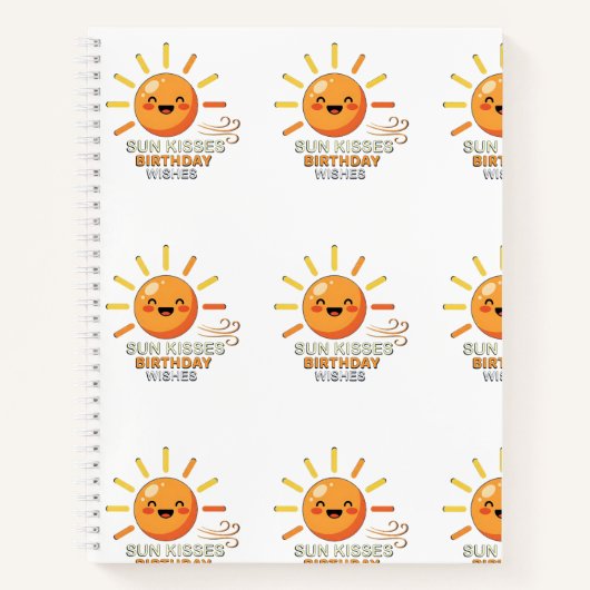 Cute Smiling Sun Birthday Wishes Lined Spiral Note ノートブック (正面)