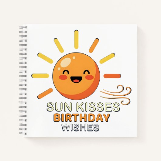 Cute Smiling Sun Birthday Wishes Spiral Notebook ノートブック (正面)