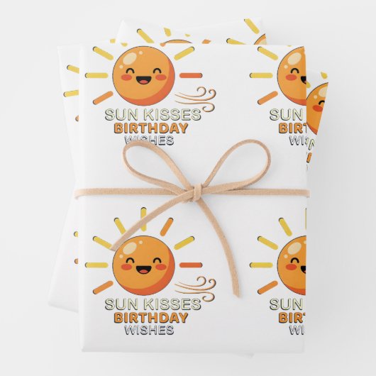 Cute Smiling Sun Birthday Wishes Wrapping Paper  ラッピングペーパーシート (インサイチュ)