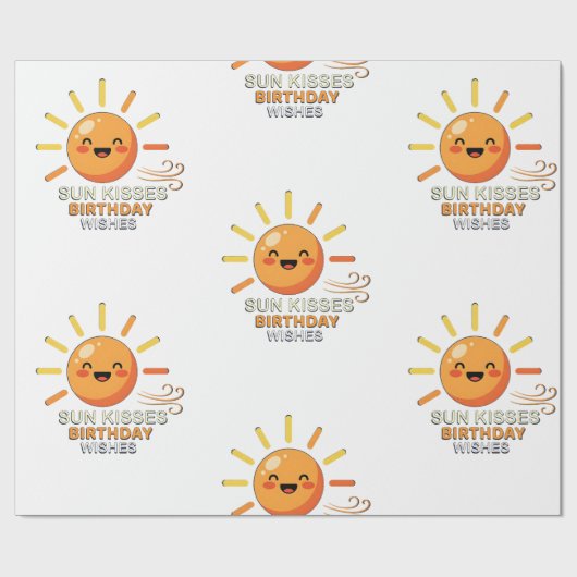 Cute Smiling Sun Birthday Wishes Wrapping Paper ラッピングペーパー (フラット)