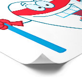 Cute Smiling Superhero Tooth With Toothbrush ポスター (角)