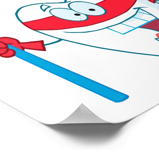 Cute Smiling Superhero Tooth With Toothbrush ポスター (角)