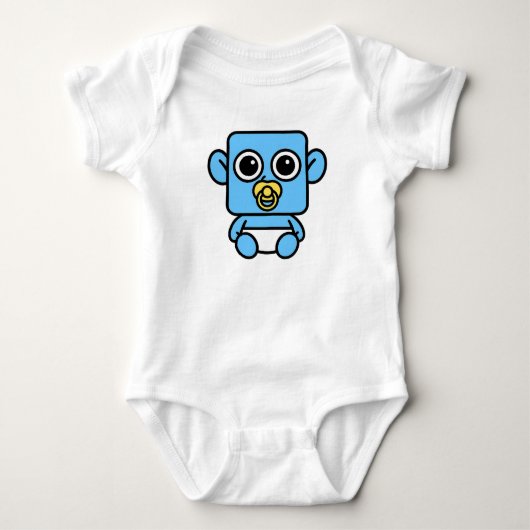 Cute Smilo Baby Bodysuitwith Yellow Pacifier. ベビーボディスーツ (正面)