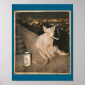 Cute Smoking Sphynx Cat Meme Funny ポスター (正面)