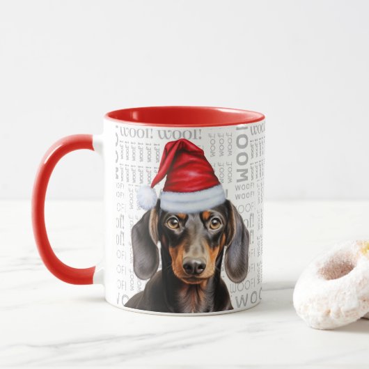 Cute Smooth Dachshund Lover Christmas Holiday マグカップ (ドーナツ)