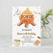 Cute Smores bonfire Birthday invitation 招待状 (スタンド正面)