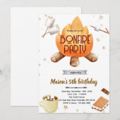 Cute Smores bonfire Birthday invitation 招待状 (正面/裏面)