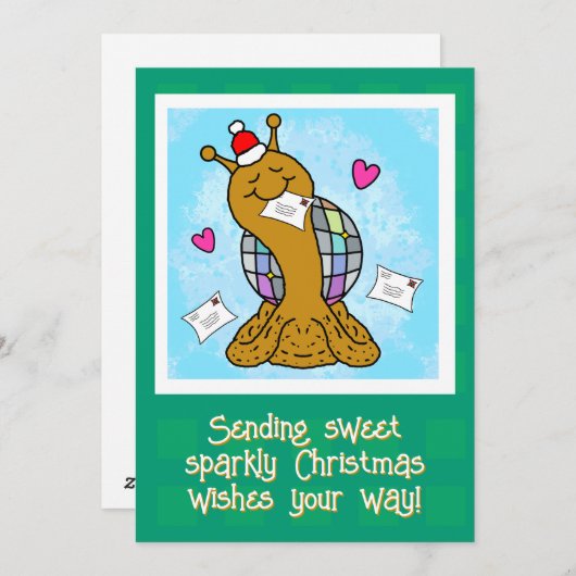 Cute Snail Disco Mail Christmas シーズンカード (正面/裏面)
