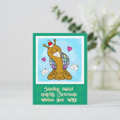 Cute Snail Disco Mail Christmas シーズンポストカード (スタンド正面)