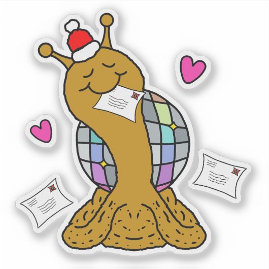 Cute Snail Disco Mail Christmas Vinyl Sticker シール (正面)