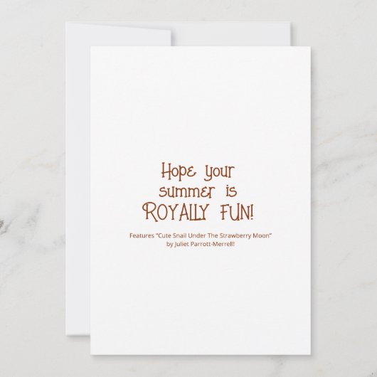 Cute Snail Royally Fun Summer Strawberry Moon カード (裏面)