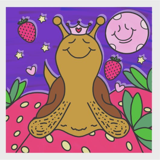 Cute Snail Royally Fun Summer Strawberry Moon シール (正面)