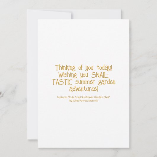 Cute Snail Summer Garden Chat Thinking Of You カード (裏面)