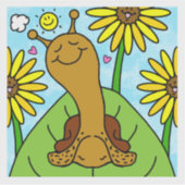 Cute Snail Summer Sunflower Garden Chat  シール (正面)